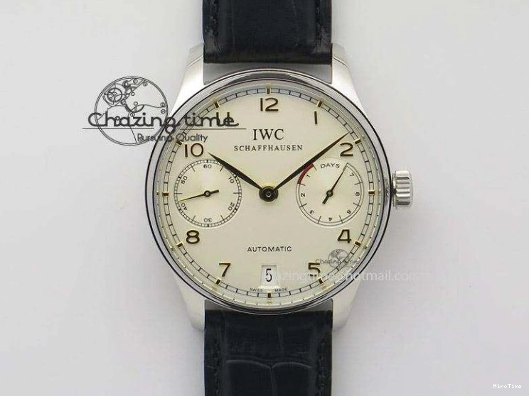 MIROTIME 0410 Elegant Portuguese IW371615 ZF 1:1 Best Edition SS Green Dial on Black Leather Strap A96355 V 7081